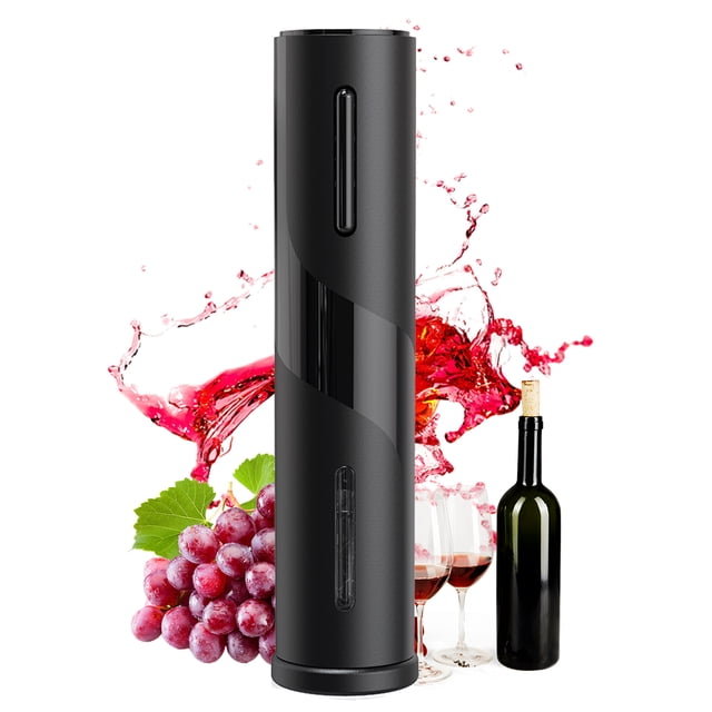 TFixol 4-in-1 USB Rechargeable Electric Wine Opener Set with Aerator, Foil Cutter, and Vacuum Stopper - Portable for Home, Travel, and Gifting - Black