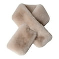 thumbnail image 2 of Cross Scarf Faux Rabbit Fur Double-sided Thickened Soft Washable Keep Warm Pure Color Autumn Winter Women Neck Warmer Collar Scarf for Outdoor,Apricot, 2 of 8
