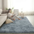 thumbnail image 5 of PureCasa Polyester Plush Area Rug Non-Slip Carpet, Comfortable Soft Fluffy Throw Floor Carpets for Living Room Bedroom, Solid Color Modern Style Home Decor Shag Area Rugs, 31"x63", 1PC, Gray, 5 of 6