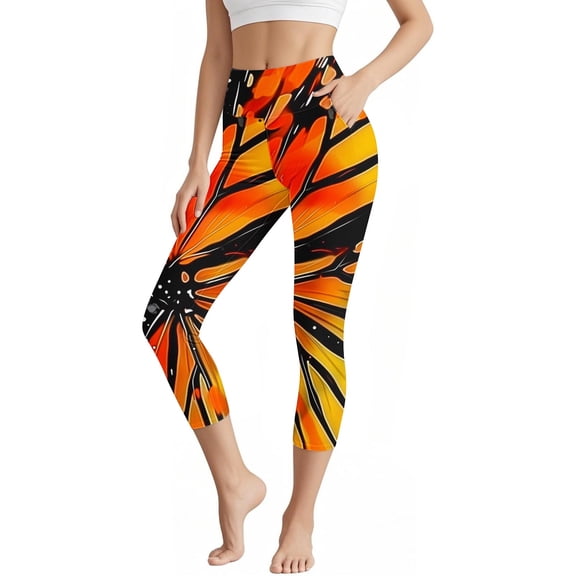 Qulqfy Womens Capri Pants Yoga Stretch Multicolor Workout Capris High Waisted Graphic Print Summer Leggings Womens Pull On Pants L