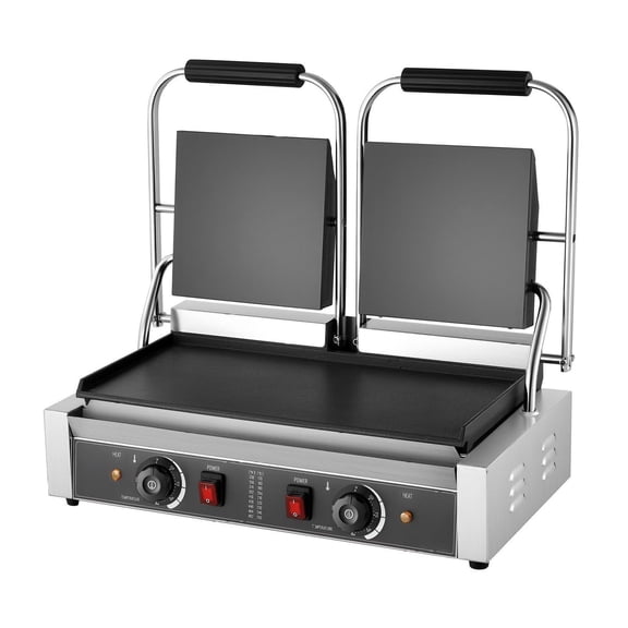 Commercial Panini Press Grill, 3600W Electric Sandwich Maker, Stainless Steel, Temp Control, 19x9 inch Flat Plate, for Burgers, Steak, Bacon