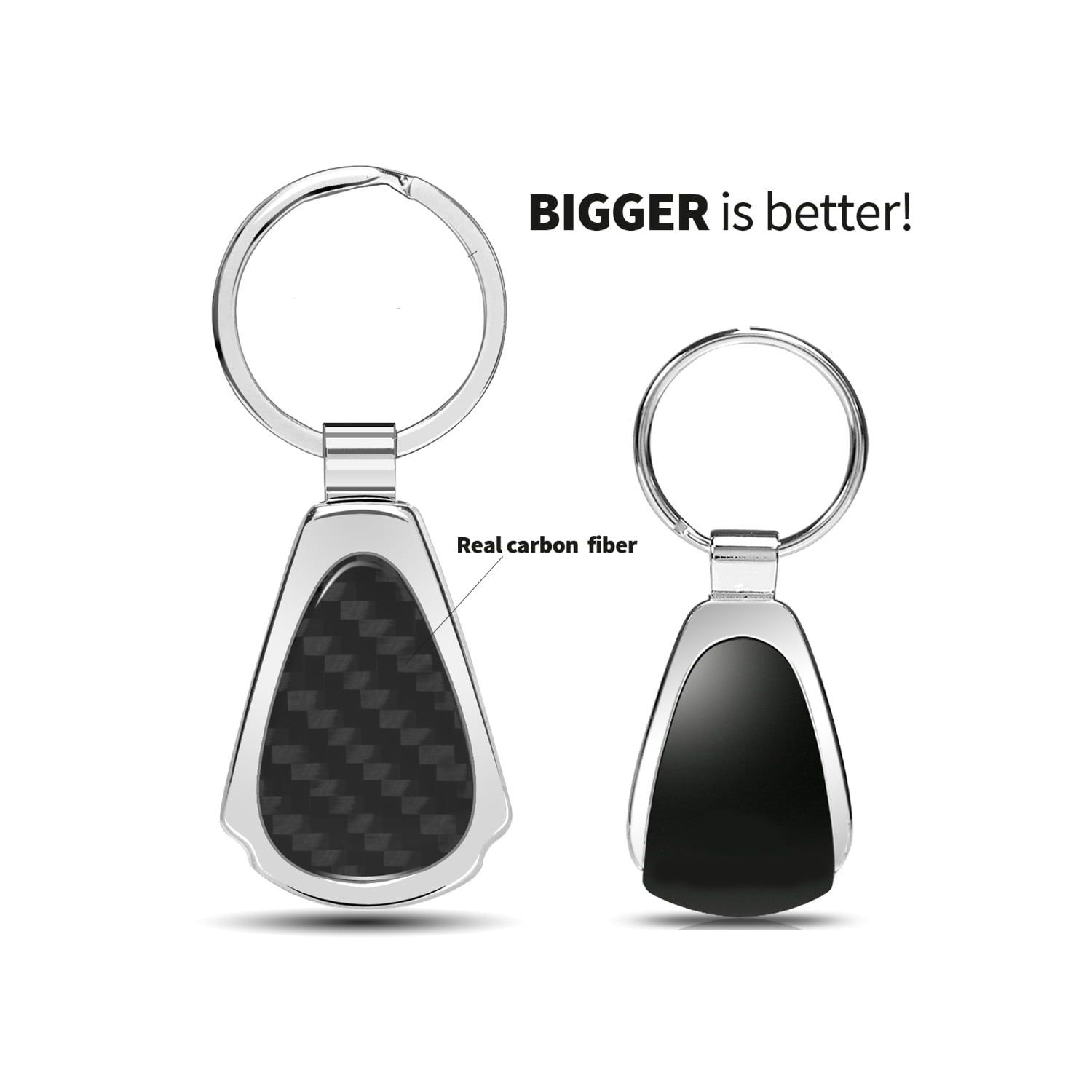 Jeep in Green Real Black Carbon Fiber Chrome Metal Teardrop Key Chain Key-ring