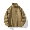 thumbnail image 5 of ZCFZJW Fashion Mens Sherpa Fleece Sweatshirts Trendy Fall Winter Half Zip up Stand Collar Long Sleeve Pullover Tops Plush Thick Warm Outwear Jackets with Pockets Khaki XS, 5 of 5