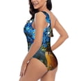 thumbnail image 4 of Sikiie Mountain Blue Flowers Vase Print Women One Piece Swimsuits Tummy Control One Shoulder Bathing Suits Ruffle Swimwear, From S to XXL-XX-Large, 4 of 6