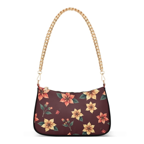 ALAZA Retro Poinsettia Flowers Women's Chain Shoulder Bag Hobo Handbag Tote Crossbody Purse