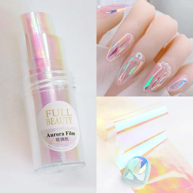 Nail Glass Foil Film Sticker, Glass Aurora Nail Stickers