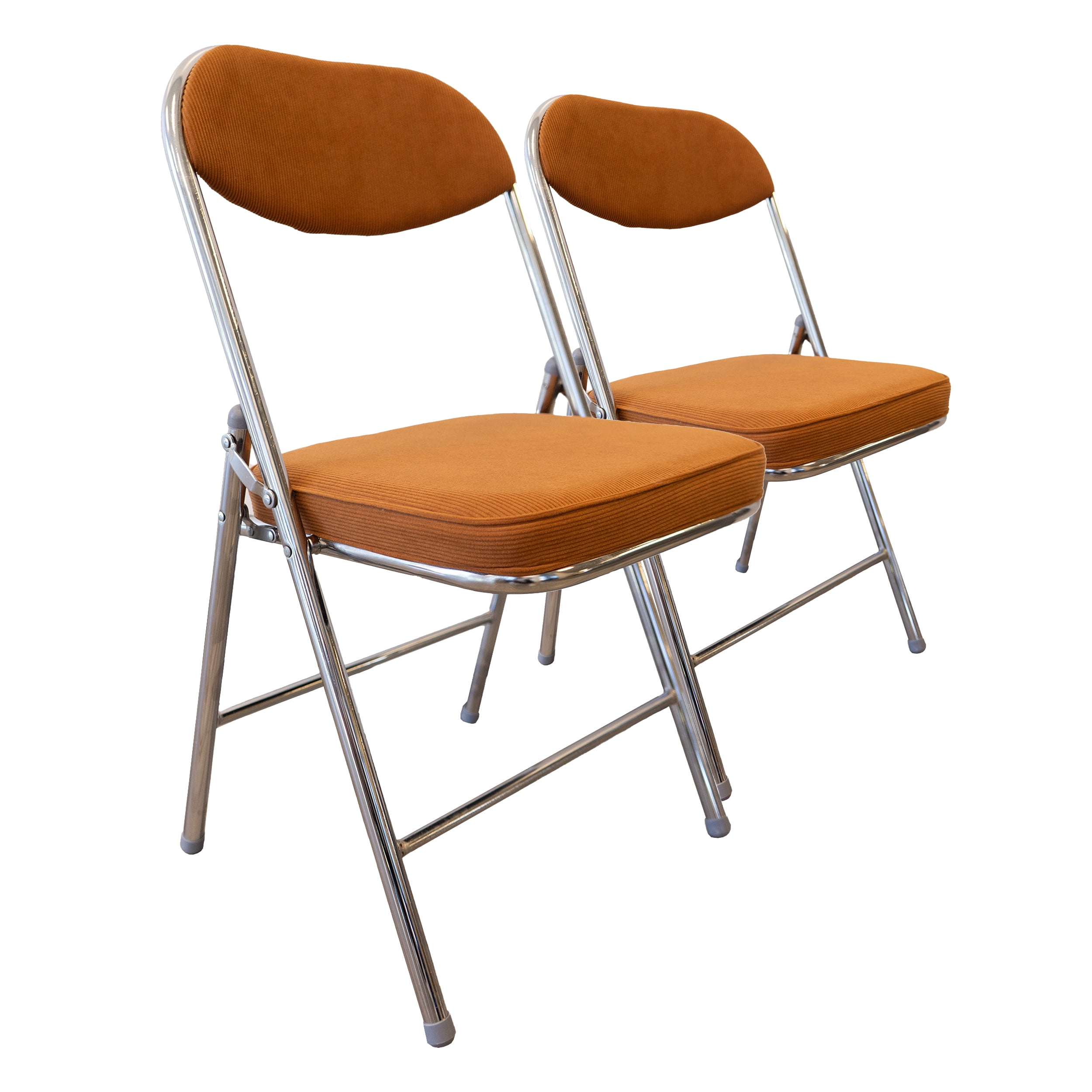 RTC Group Vurban Furniture Padded Folding Chairs with Cushion, Durable & Portable Foldable Fabric Chairs for Indoor & Outdoor, Party, Dining, Work, Banquet - Pumpkin Brown, Set of 2