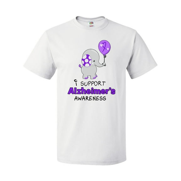 Inktastic I Support Alzheimer's Awareness Elephant with Purple Balloon T-Shirt