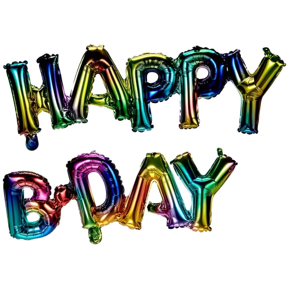 Amscan 3918231"Happy Bday" Party Letter Foil Balloon 10" X 56" - Rainbow Splash