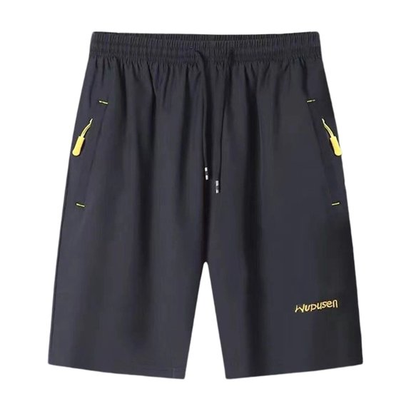 Chiccall Men Trendy Straight Cut Sports Shorts Adjustable Drawstring Elastic Waist Zip Storage Pockets Lightly Breathable Outdoor Training Vacation Shorts