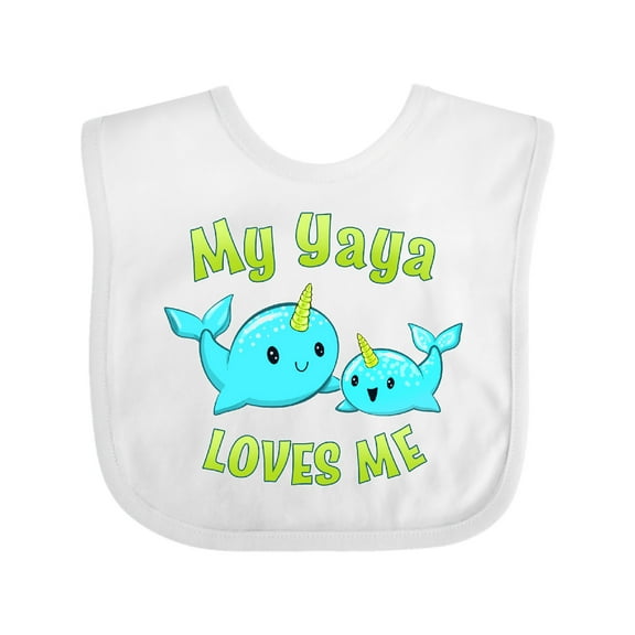 Inktastic My Yaya Loves Me- Cute Narwhal Boys or Girls Baby Bib