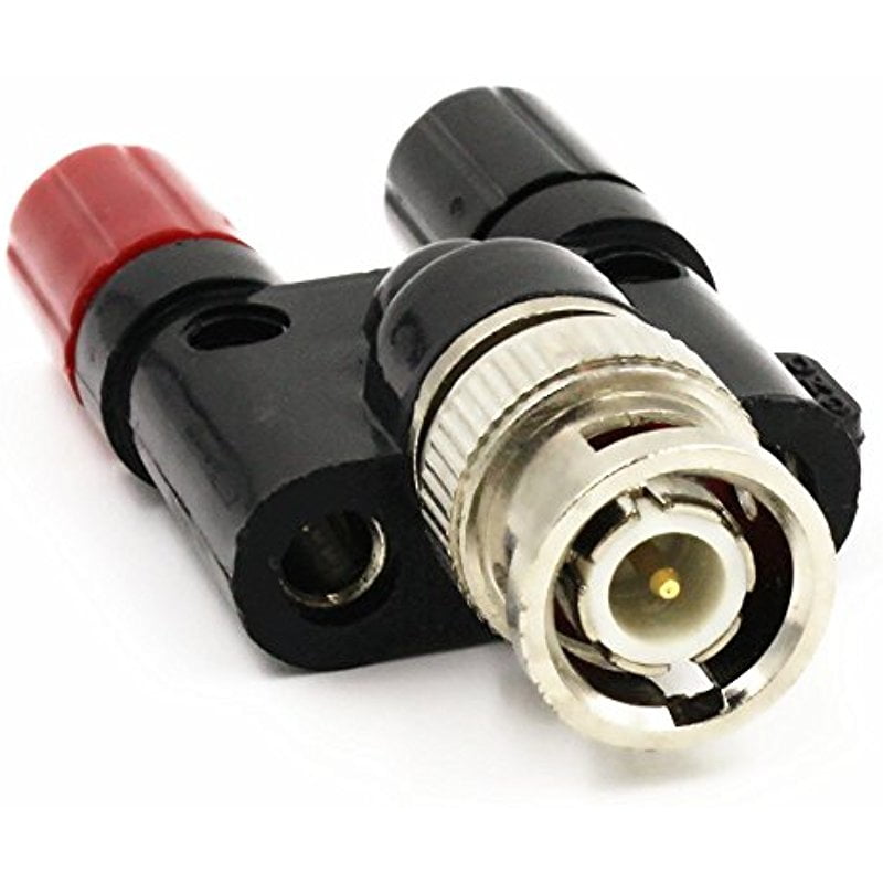 BNC Male Plug to Two Dual Banana Female Jack RF Coaxial Adapter