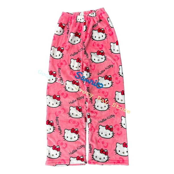 Halloween Hello Kitty Pjs Pajamas Pants Sanrio Cartoon Cute Plush Pants Women Casual Home Trousers Lovers Fashion Home Wear