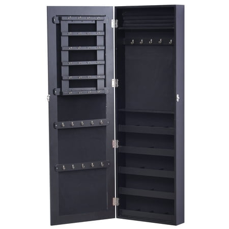 Black Mirrored Jewelry Cabinet Hanging Wall Mount Real Glass Black Mirrored Jewelry Cabinet Hanging