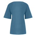 thumbnail image 5 of Camiseta SCZ de moda femenina casual cuello redondo vintage algodón y cáñamo manga corta azul oscuro 2XL, 5 of 5