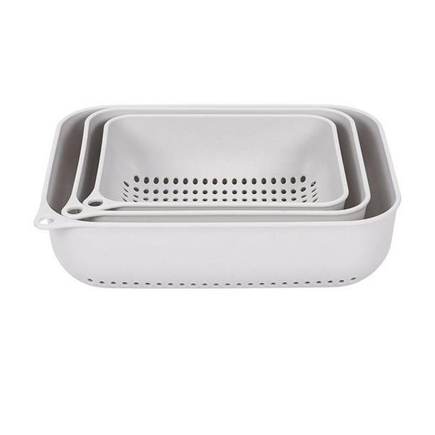 Colador de cocina de 3 piezas, colador para lavar alimentos, ensaladas y verduras. Gris