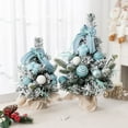 thumbnail image 3 of Dserhfy Snowy Mini Christmas Tree Small Tabletop Artificial Flocked Tree with Balls Bow And Cloth Bag Base for Home Office Desk Decor, 3 of 8