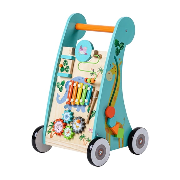 Teamson Kids Preschool Play Lab andador de madera y estación de actividades, natural/azul