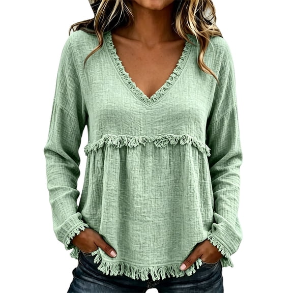 Long Sleeve Shirts for Women Soft Shirt Ladies Tops And Blouses Linen Blend Tops Business Casual Tops for Women Camp Shirts Dress Shirts Athletic T Shirts Plain Shirt New Fall Fashion for Women 2026