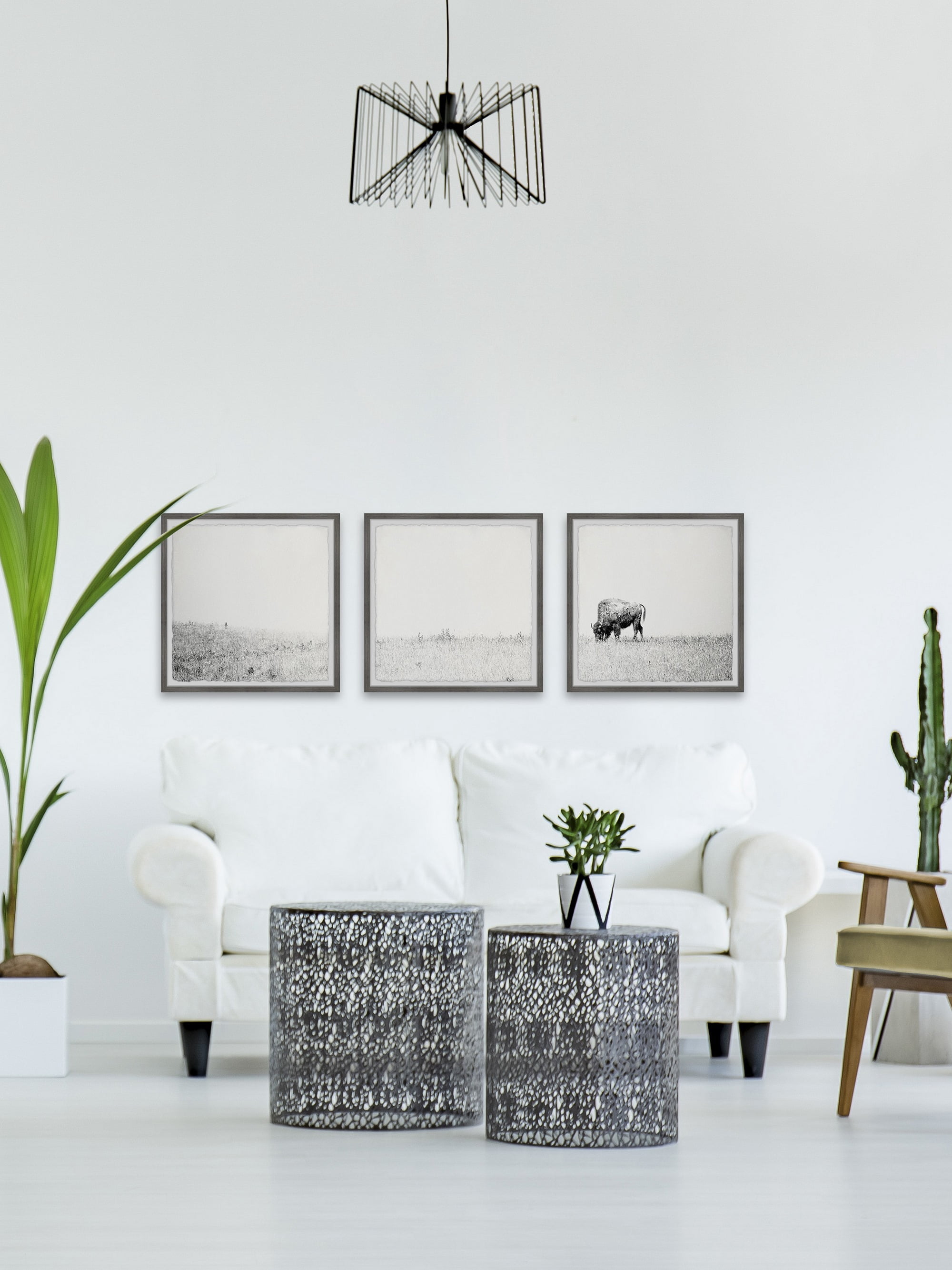 Marmont Hill Distant Grazing II Triptych, 32" x 96"