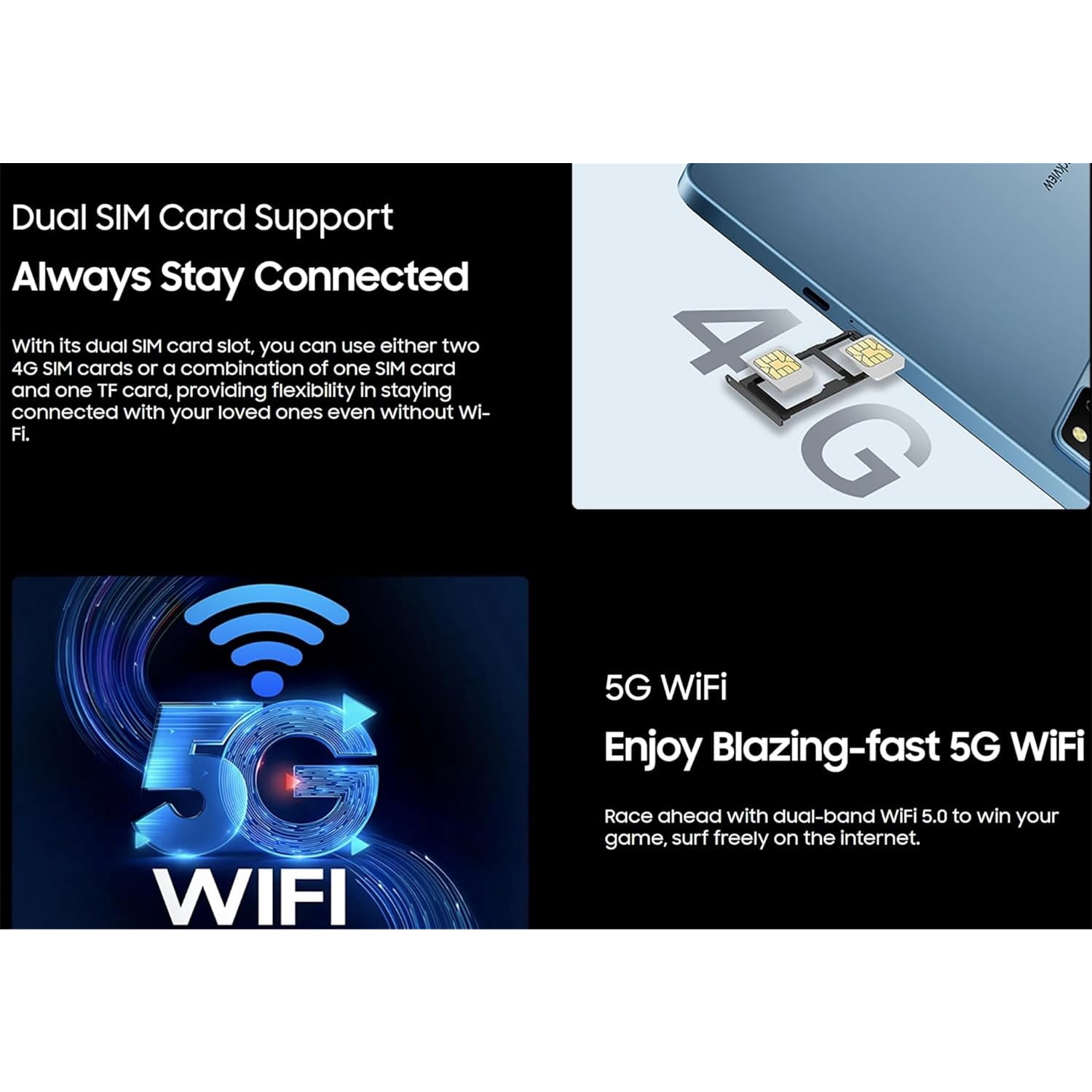 Blackview Tab 60 PRO Android 15 Tablet, 8GB 128GB, 10.1'' HD Display, 7700mAh Battery, Gray/Blue