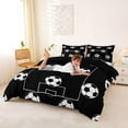 thumbnail image 3 of Erosebridal Football Sport Lover Kids Queen Duvet Cover Set,Ball Games Soccer Theme Bedding For Girls Boys,Reversible Black 3-Piece,No Comforter, 3 of 6
