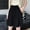 Black, variant on Women Ice Silk Half Pants Wide Leg Elastic Drawstring Waist with Pockets