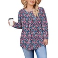 thumbnail image 4 of Fantaslook Plus Size Womens Blouses Long Sleeve Floral Tunic Tops Henley Neck Flowy Fall Shirts, 4 of 8