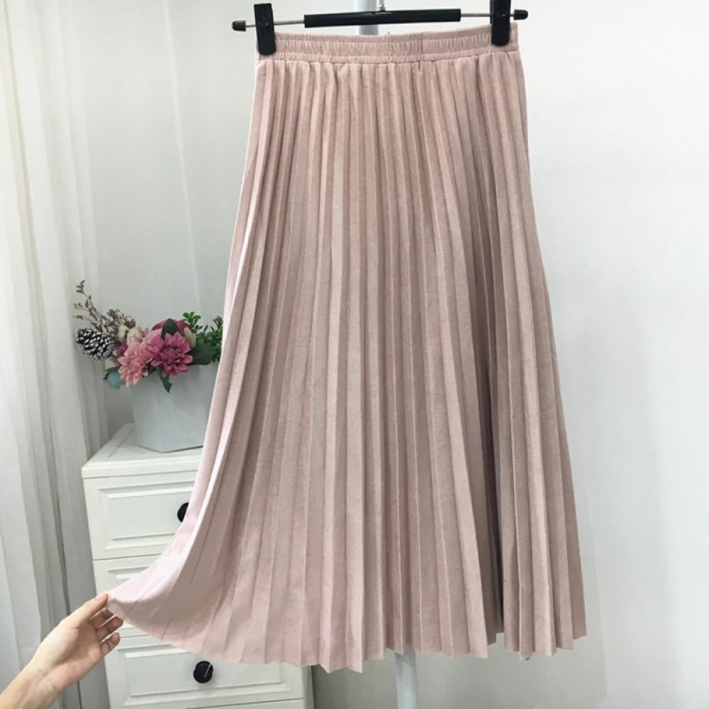 Women's High Waist Pleated Skirt A line Swing Midi Skirt - Walmart.com