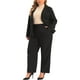 thumbnail image 2 of Conjunto de dos piezas de talla grande para mujeres, chaqueta de blazer de oficina y pantalones, talla 3X, negro, 2 of 6