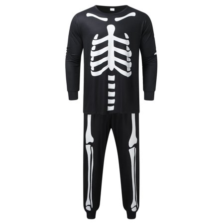 

Christmas Gifts Halloween Family Pajamas Suit Costumes Bones Sleepwear Outfits Matching Sets Polyester And Cotton Black S