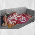 thumbnail image 6 of 30th Birthday Soft Flannel Fleece Throw Blanket, 30 Years Old Party Theme Floral Swirls Font Floral Elements, Cozy Plush for Indoor and Outdoor Use, 60" x 80", Pink Orange White, by Ambesonne, 6 of 6