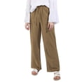 thumbnail image 5 of Women'S Cotton Linen Drawstring High Waisted Pants Casual Loose Fit Wide Leg Trousers Brown XL, 5 of 7