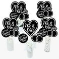 thumbnail image 2 of Big Dot of Happiness Mr. and Mrs. - Black and White Wedding or Bridal Shower Centerpiece Sticks - Table Toppers - Set of 15, 2 of 7