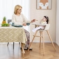 thumbnail image 3 of Babyjoy 6 in 1 Convertible Wooden High Chair Toddler Feeding Chair with Cushion Light Brown, 3 of 8