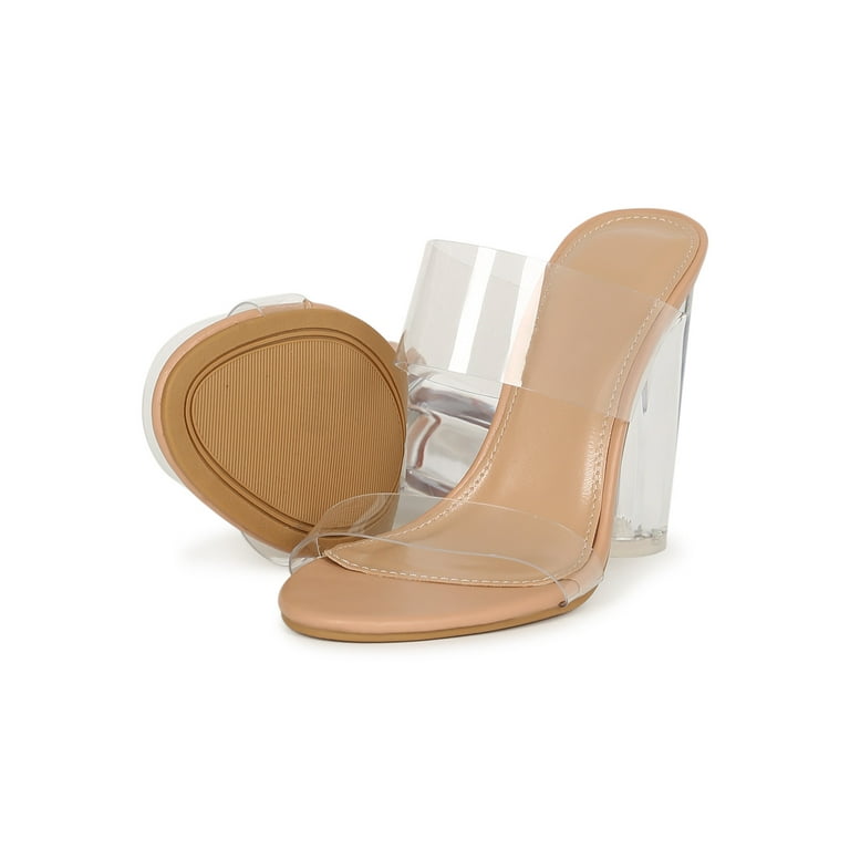 Clear Double Strap Lucite Cylinder Heels 19943 Walmart