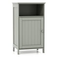 thumbnail image 2 of Patiojoy Armoire de Salle de Bain pour Plancher Armoire Latérale à Porte Simple avec Compartiment Ouvert et Tablette Réglable à 3 Positions Gris, 2 of 10