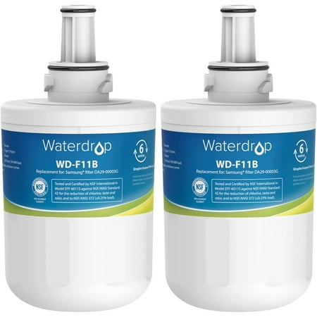 Waterdrop DA29-00003G Refrigerator Water Filter, Replacement for Samsung DA29-00003G, DA29-00003B, DA29-00003A, Aqua-Pure Plus, HAFCU1, RFG237AARS, FMS-1, RS22HDHPNSR, RSG257AARS, WSS-1, 2 Filters