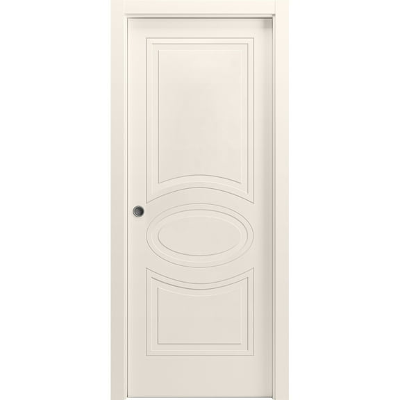 Sliding Pocket Door 18 x 84 inches / Mela 7001 Painted Creamy / Kit Rail Hardware / MDF Interior Bedroom Modern Doors