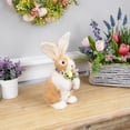 thumbnail image 3 of Northlight Plush Rabbit with Floral Bow Easter Figurine - 10.25", 3 of 6