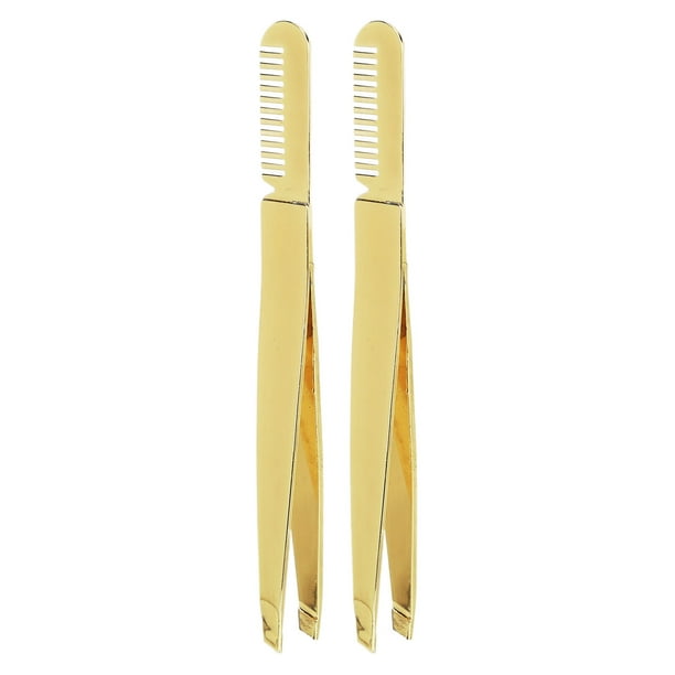 Pinzas para cejas con peine, 2 piezas Pinzas puntiagudas inclinadas Pinzas puntiagudas inclinadas Peine Pinzas para cejas con peine Funcionalidad versátil