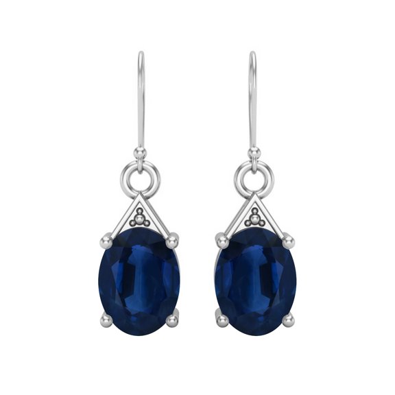 Mooneye 8x6 mm Oval Blue Sapphire 925 Sterling Silver Drop Dangle Women Wedding Earrings