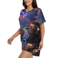 thumbnail image 2 of Lsque Jungle Path Glowing Mushrooms Women's Short-Sleeved Pajama Set - 2 Piece Soft and Lightweight Sleepwear Set-Small, 2 of 9