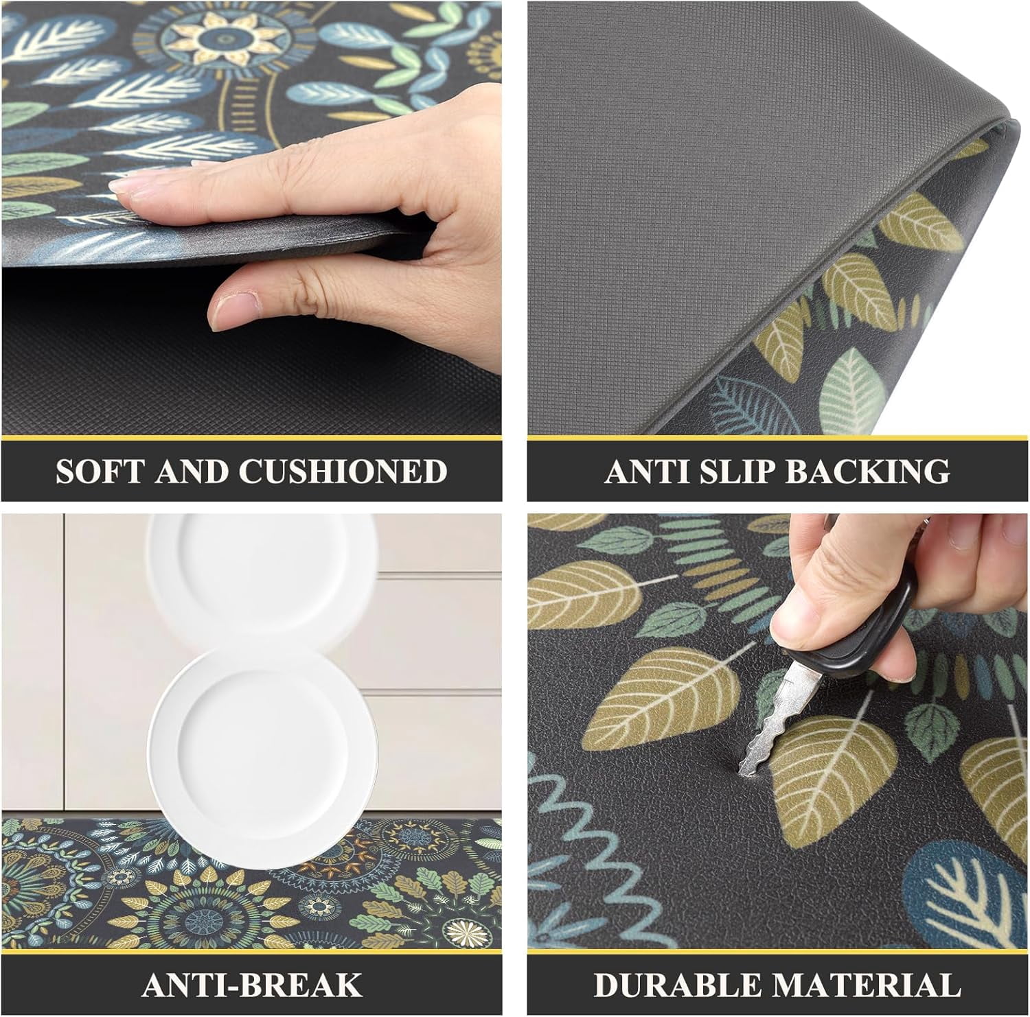 Boho Kitchen Rugs Set of 2 Anti Fatigue Mats for Kitchen Floor Cushioned Kitchen Rugs and Mats Non Skid Waterproof Kitchen Runner Comfort Standing Mat