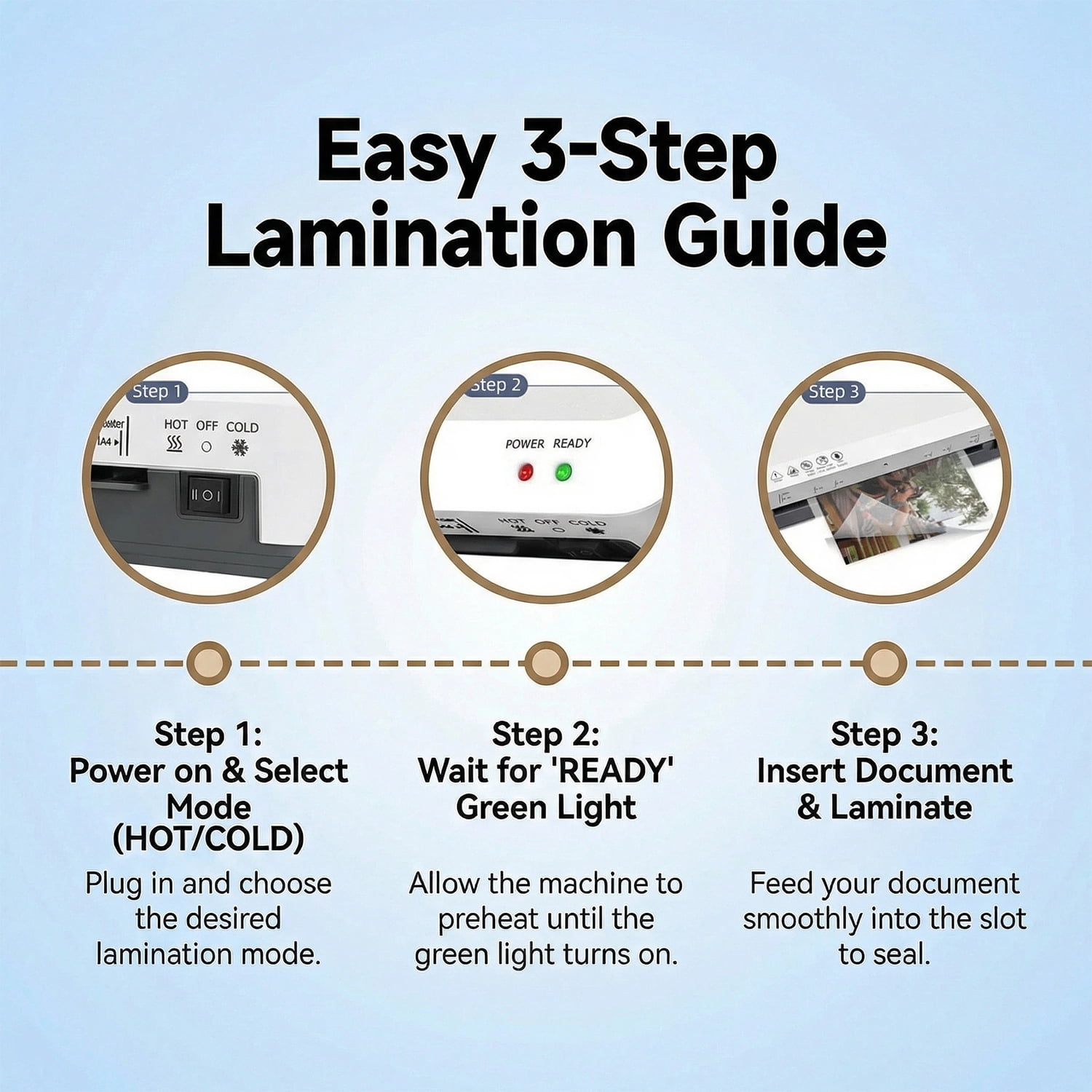 Beloadence Laminator Machine, A4 Laminators Hot & Cold with 15 Laminating Sheets and Trimmer, 13 Inch Laminating Machine for Office, School, Business and Home