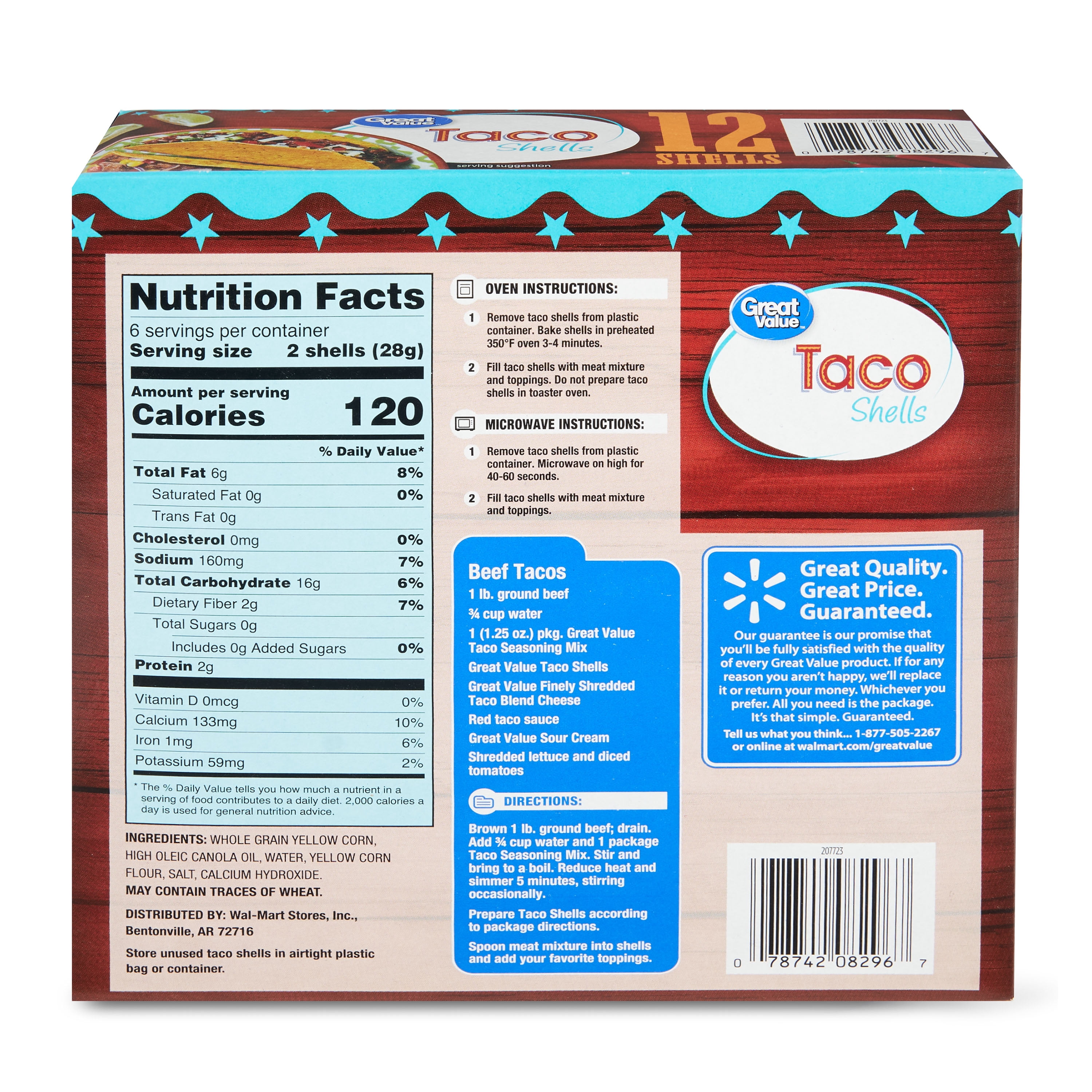 Great Value Taco Shells, 5.8 oz, 12 Count