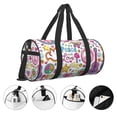 thumbnail image 5 of Xecao Peace Love and Dove Flower Power print Round Travel Duffel Bag is a foldable gym bag with an inner pocket, perfect for travel sports, 5 of 8