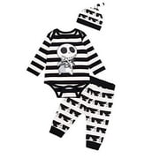 Kewlent Halloween Baby Boy Outfit Nightmare Before Christmas Pants Set and Skull Clothes （Black，6-12 Months）