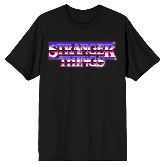 Stranger Things Ombre Logo Tee – Black Short Sleeve T-Shirt-Small