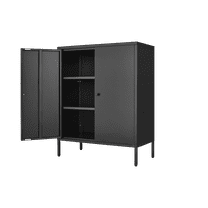 Tcbosik Metal Storage Cabinet with 2 Doors, Buffet Sideboard with Adjustable Shelves, Pantry Cabinet for Living Room Dining Room Kitchen, Black
